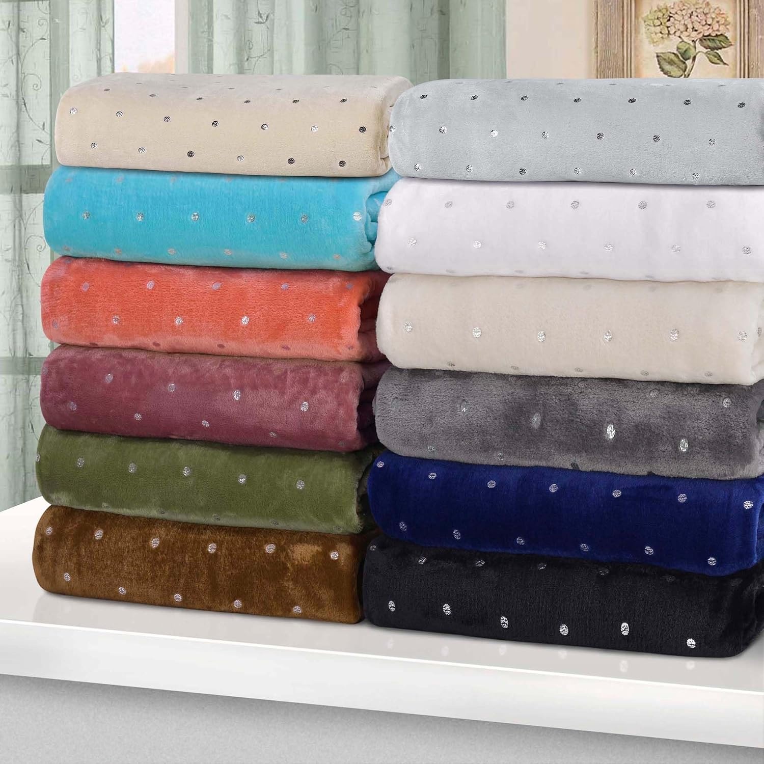 image:imageSuperior Fleece Blanket Plush Fluffy Soft Decorative Blankets for Bedroom Sofa Fuzzy Bedding Cute Woven Room Decor Beautiful Cover Comfort Essentials Polka Dot Throw Winter BlueBlack