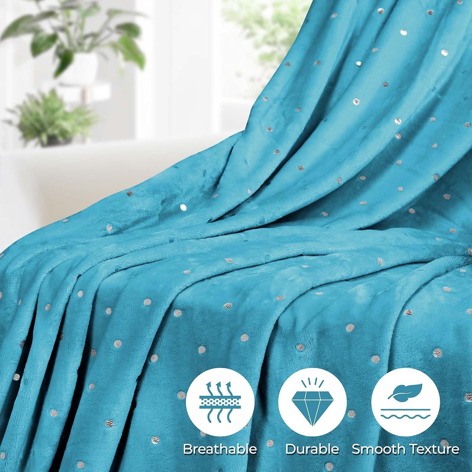 image:imageSuperior Fleece Blanket Plush Fluffy Soft Decorative Blankets for Bedroom Sofa Fuzzy Bedding Cute Woven Room Decor Beautiful Cover Comfort Essentials Polka Dot Throw Winter BlueWinter Blue
