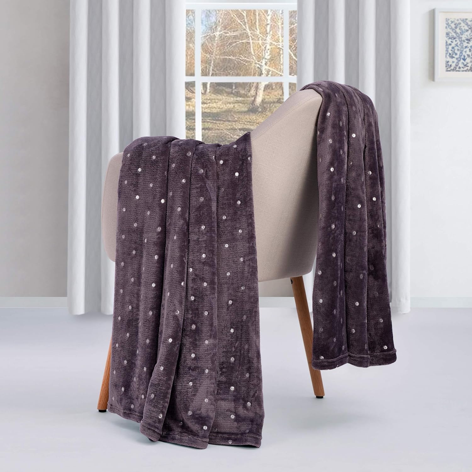image:imageSuperior Fleece Blanket Plush Fluffy Soft Decorative Blankets for Bedroom Sofa Fuzzy Bedding Cute Woven Room Decor Beautiful Cover Comfort Essentials Polka Dot Throw Winter BlueGrey
