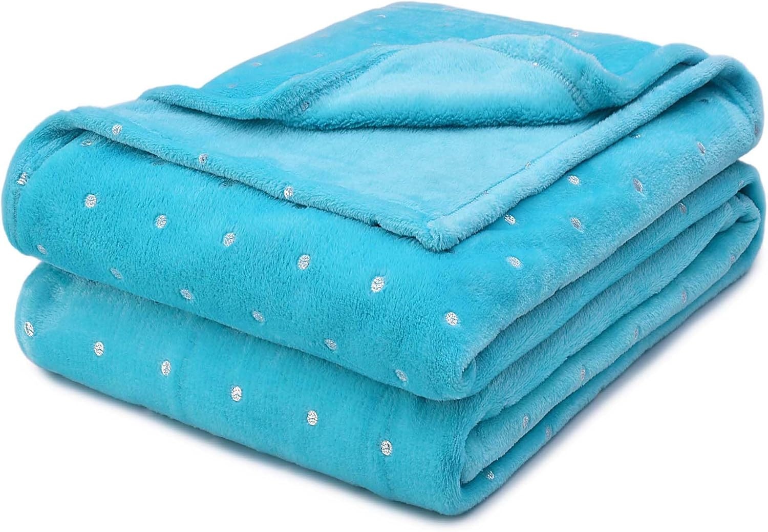 image:imageSuperior Fleece Blanket Plush Fluffy Soft Decorative Blankets for Bedroom Sofa Fuzzy Bedding Cute Woven Room Decor Beautiful Cover Comfort Essentials Polka Dot Throw Winter BlueWinter Blue