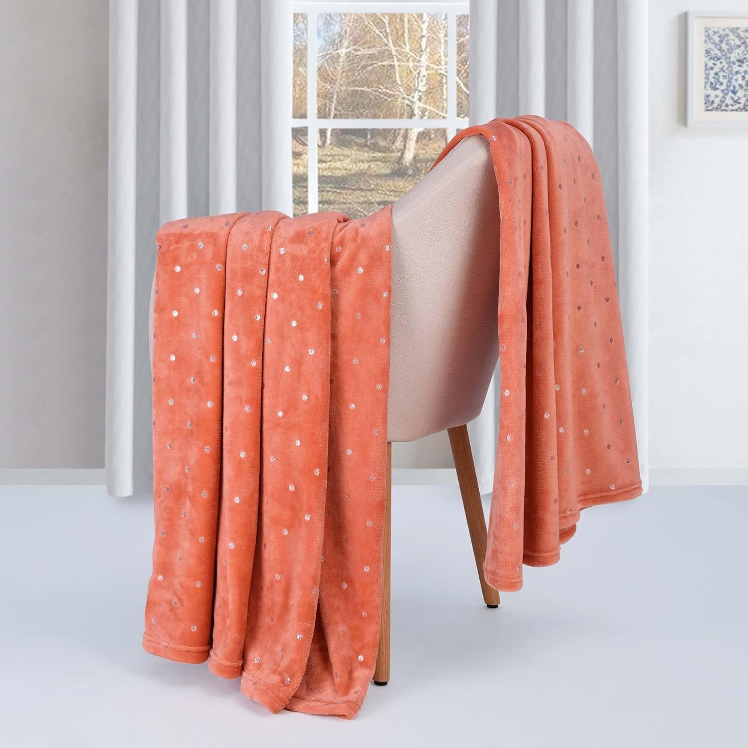 image:imageSuperior Fleece Blanket Plush Fluffy Soft Decorative Blankets for Bedroom Sofa Fuzzy Bedding Cute Woven Room Decor Beautiful Cover Comfort Essentials Polka Dot Throw Winter BlueCreamsicle