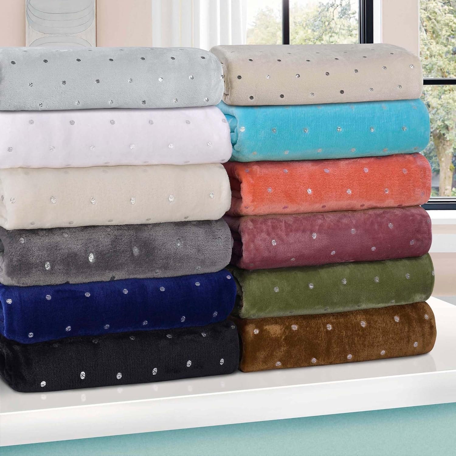 image:imageSuperior Fleece Blanket Plush Fluffy Soft Decorative Blankets for Bedroom Sofa Fuzzy Bedding Cute Woven Room Decor Beautiful Cover Comfort Essentials Polka Dot Throw Winter BlueCreamsicle