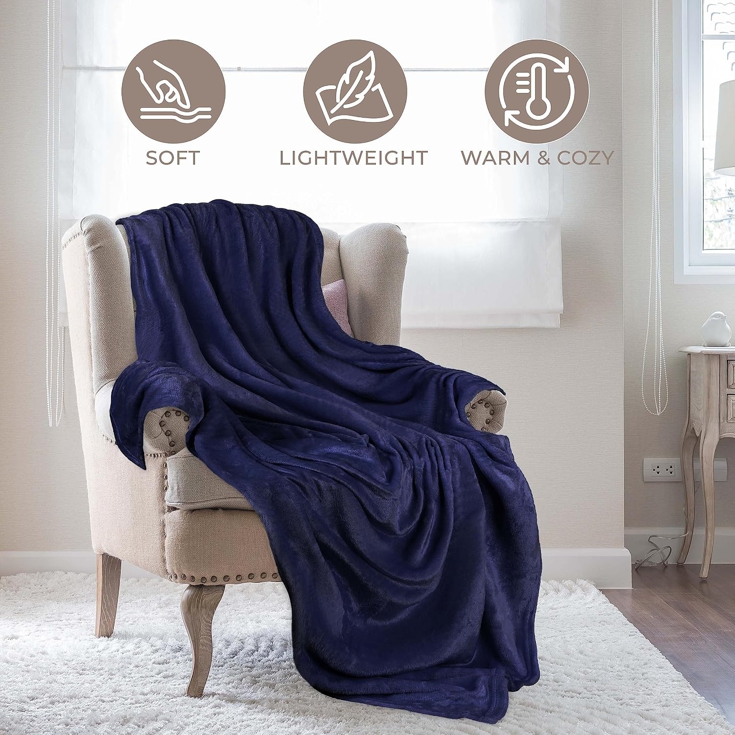 image:imageSuperior Fleece Blanket Plush Fluffy Soft Decorative Blankets for Bedroom Sofa Fuzzy Bedding Cute Woven Room Decor Beautiful Cover Comfort Essentials Polka Dot Throw Winter BlueSolidnavy Blue