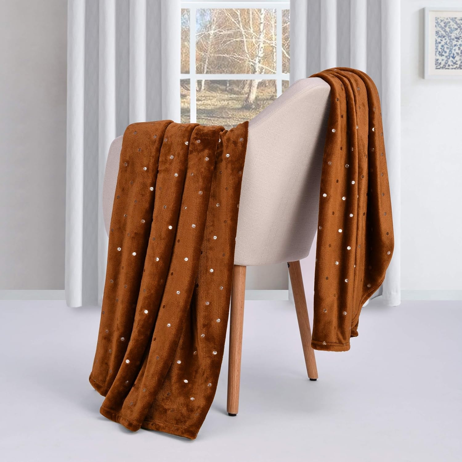 image:imageSuperior Fleece Blanket Plush Fluffy Soft Decorative Blankets for Bedroom Sofa Fuzzy Bedding Cute Woven Room Decor Beautiful Cover Comfort Essentials Polka Dot Throw Winter BlueSepia
