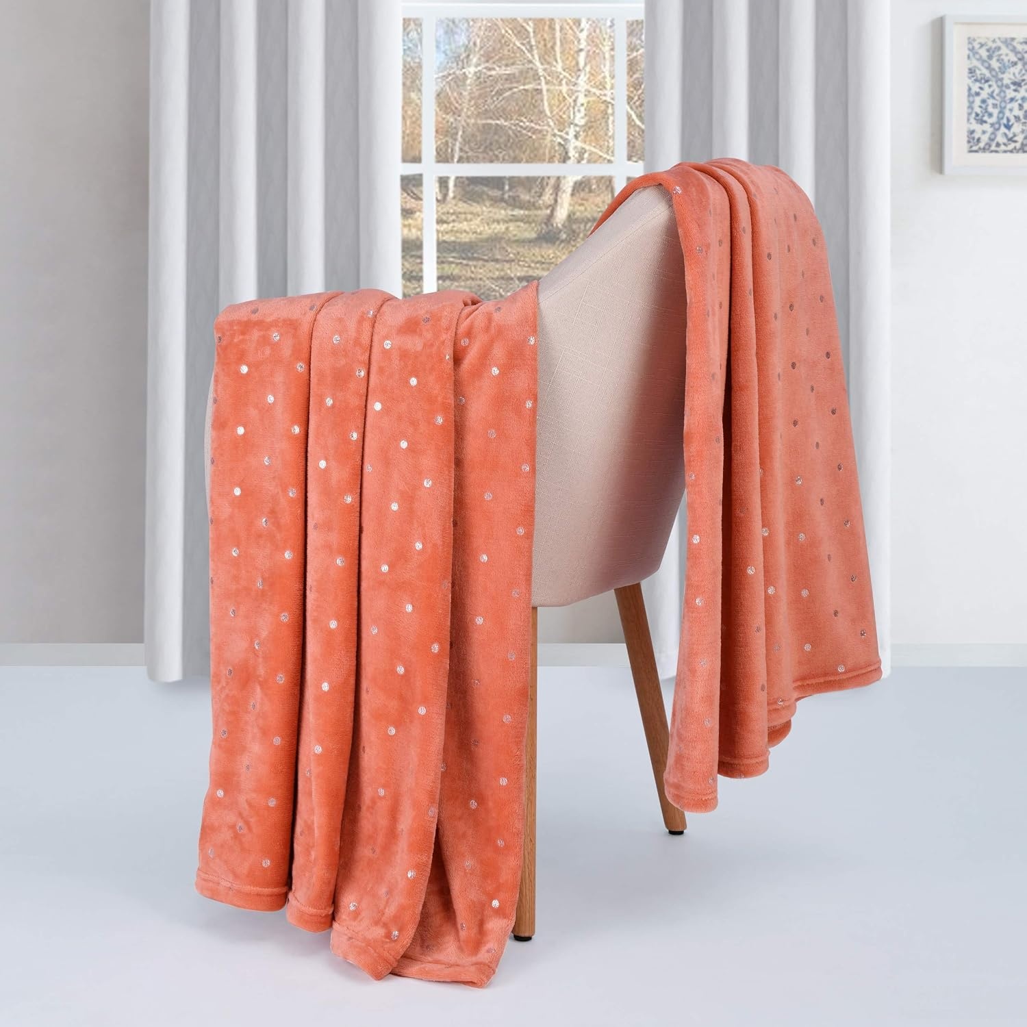 image:imageSuperior Fleece Blanket Plush Fluffy Soft Decorative Blankets for Bedroom Sofa Fuzzy Bedding Cute Woven Room Decor Beautiful Cover Comfort Essentials Polka Dot Throw Winter BlueCreamsicle