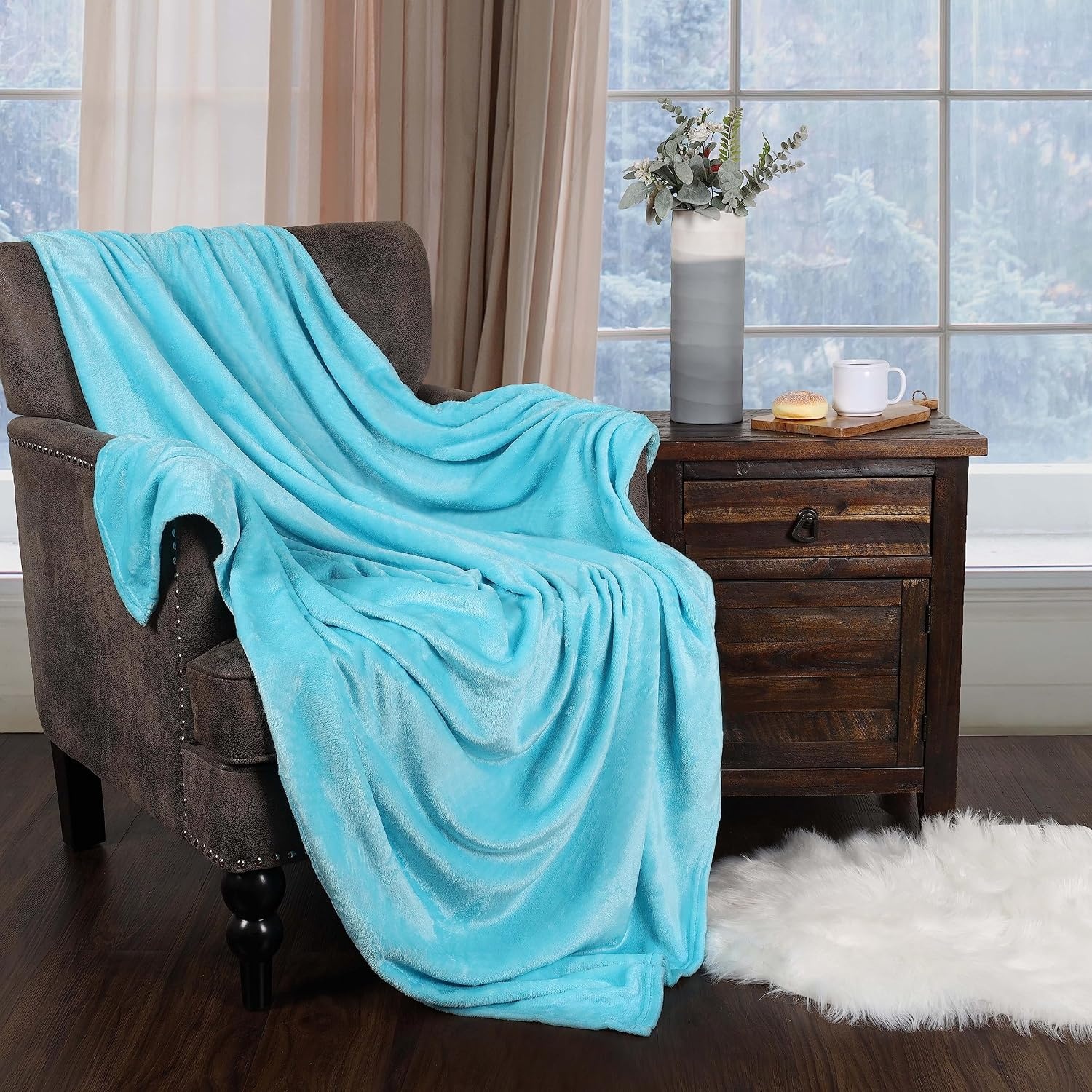image:imageSuperior Fleece Blanket Plush Fluffy Soft Decorative Blankets for Bedroom Sofa Fuzzy Bedding Cute Woven Room Decor Beautiful Cover Comfort Essentials Polka Dot Throw Winter BlueSolidwinter Blue