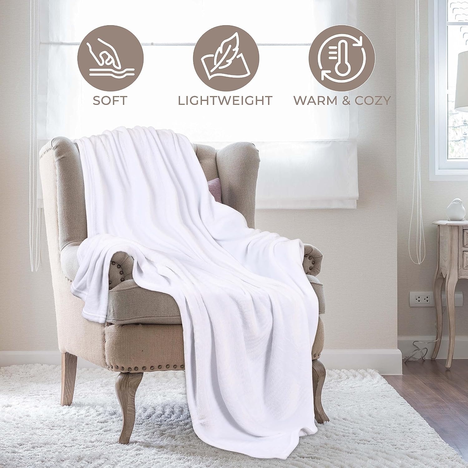 image:imageSuperior Fleece Blanket Plush Fluffy Soft Decorative Blankets for Bedroom Sofa Fuzzy Bedding Cute Woven Room Decor Beautiful Cover Comfort Essentials Polka Dot Throw Winter BlueSolidwhite