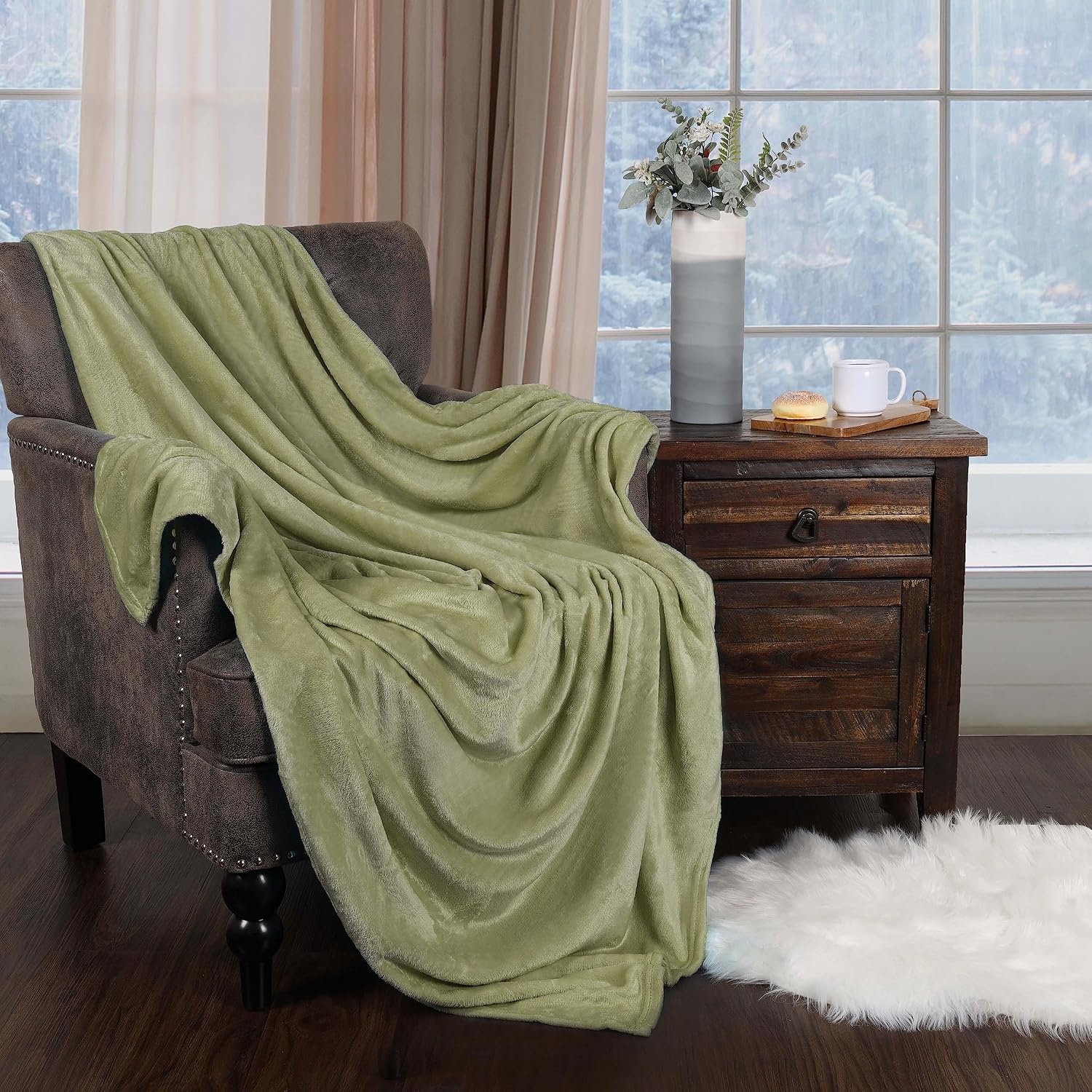 image:imageSuperior Fleece Blanket Plush Fluffy Soft Decorative Blankets for Bedroom Sofa Fuzzy Bedding Cute Woven Room Decor Beautiful Cover Comfort Essentials Polka Dot Throw Winter BlueSolidsage