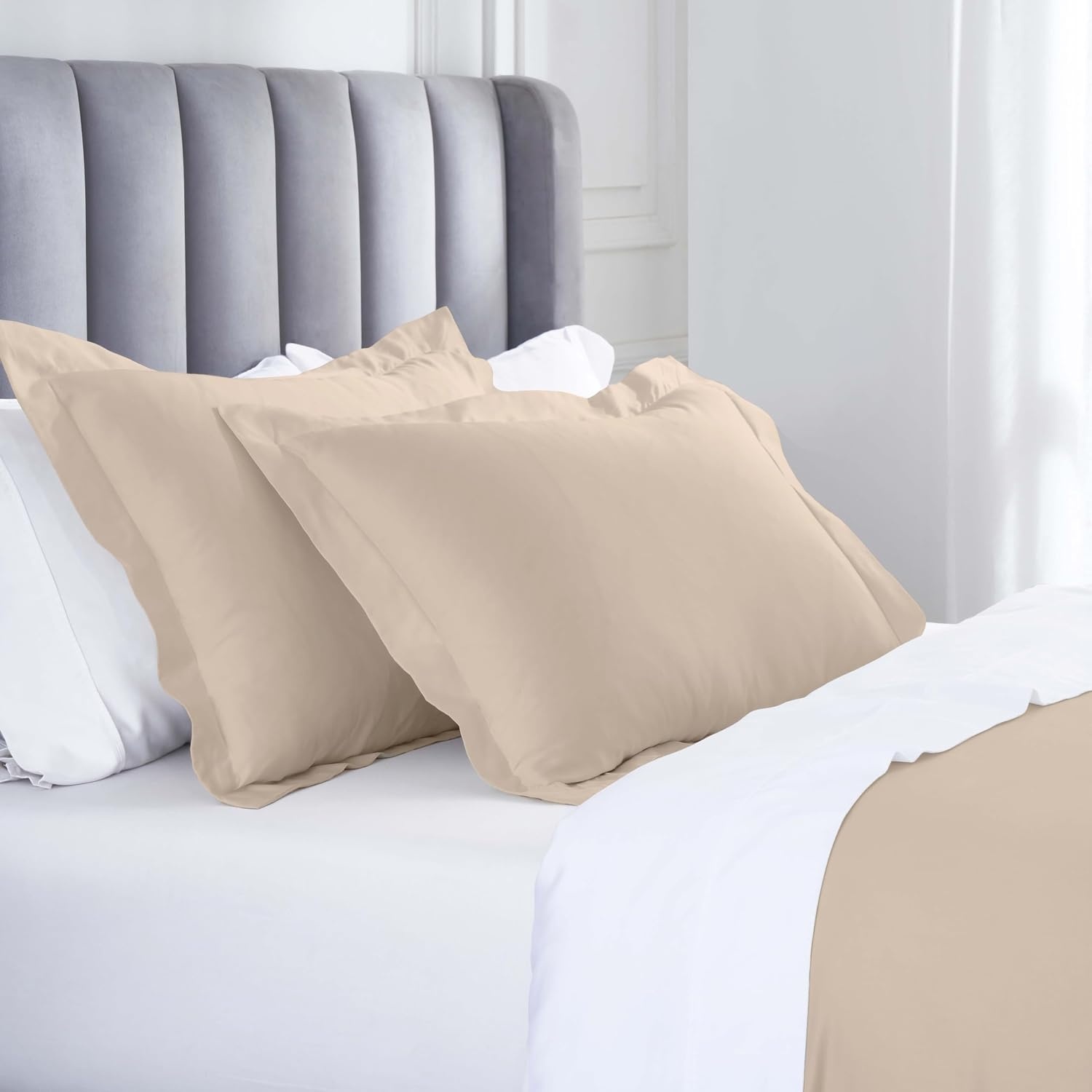image:imageSuperior Modal from Beechwood 400 Thread Count Duvet Cover Set Silky Soft Cool Bedding Essentials Sateen Weave Set Includes 1 Duvet Cover with Button Closure 1 Pillow Sham TwinTwin XL WhiteLinen