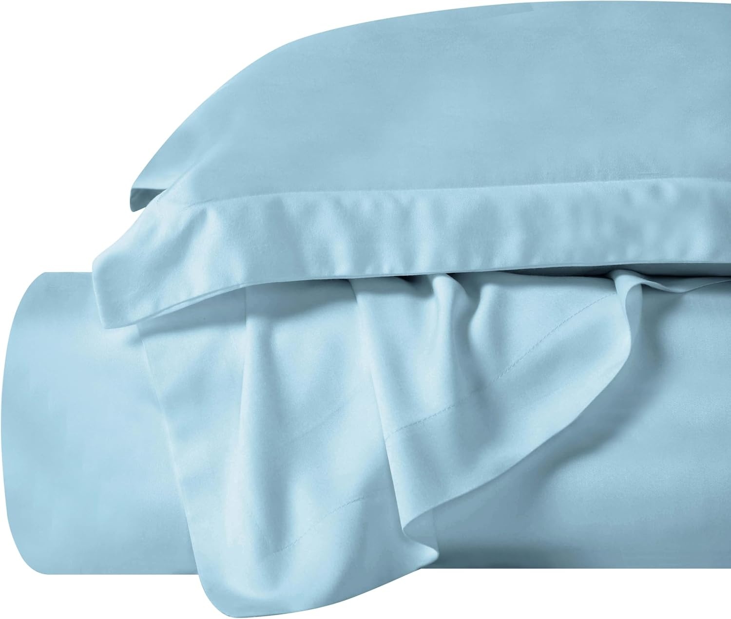 image:imageSuperior Modal from Beechwood 400 Thread Count Duvet Cover Set Silky Soft Cool Bedding Essentials Sateen Weave Set Includes 1 Duvet Cover with Button Closure 1 Pillow Sham TwinTwin XL WhiteLight Blue