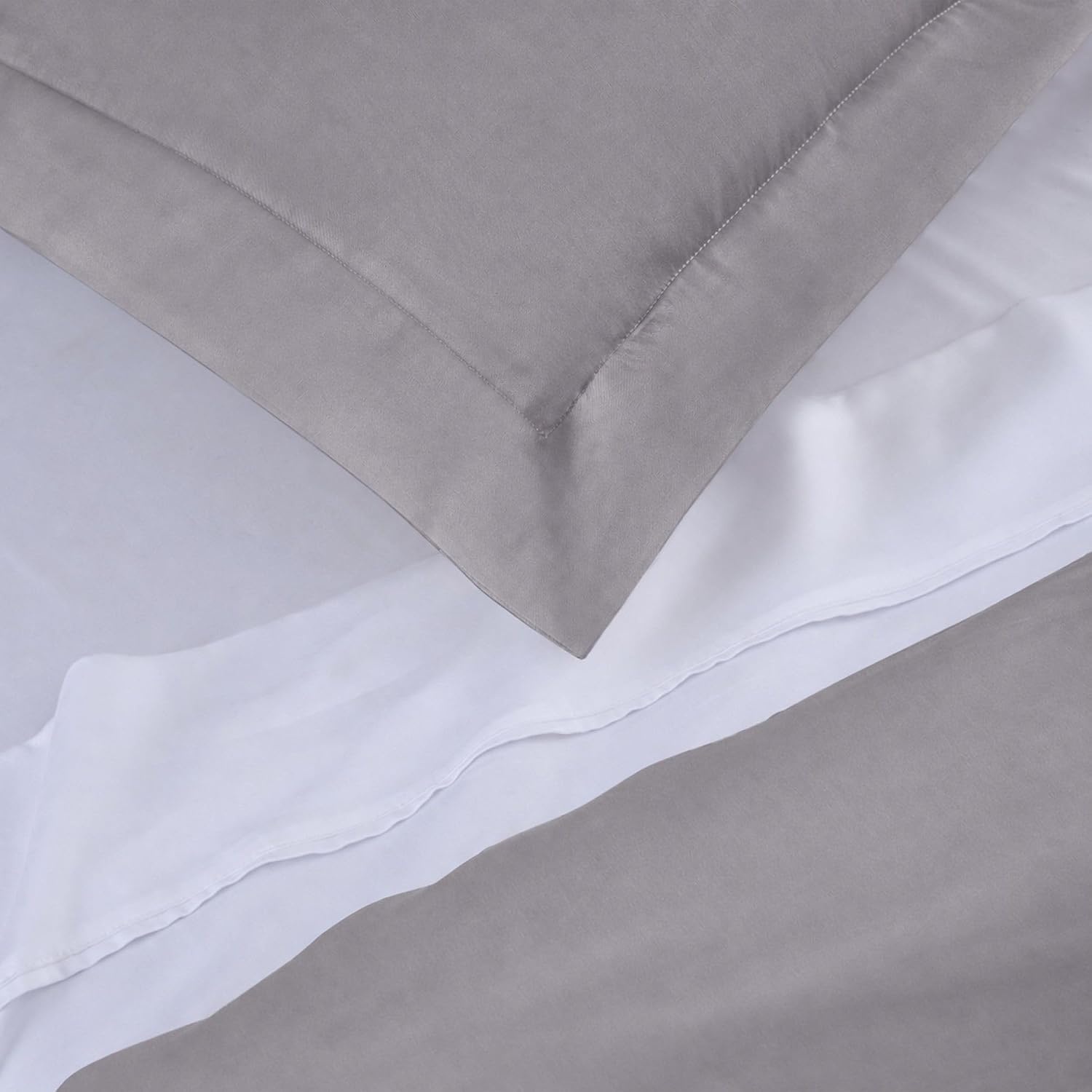 image:imageSuperior Modal from Beechwood 400 Thread Count Duvet Cover Set Silky Soft Cool Bedding Essentials Sateen Weave Set Includes 1 Duvet Cover with Button Closure 1 Pillow Sham TwinTwin XL WhiteGrey
