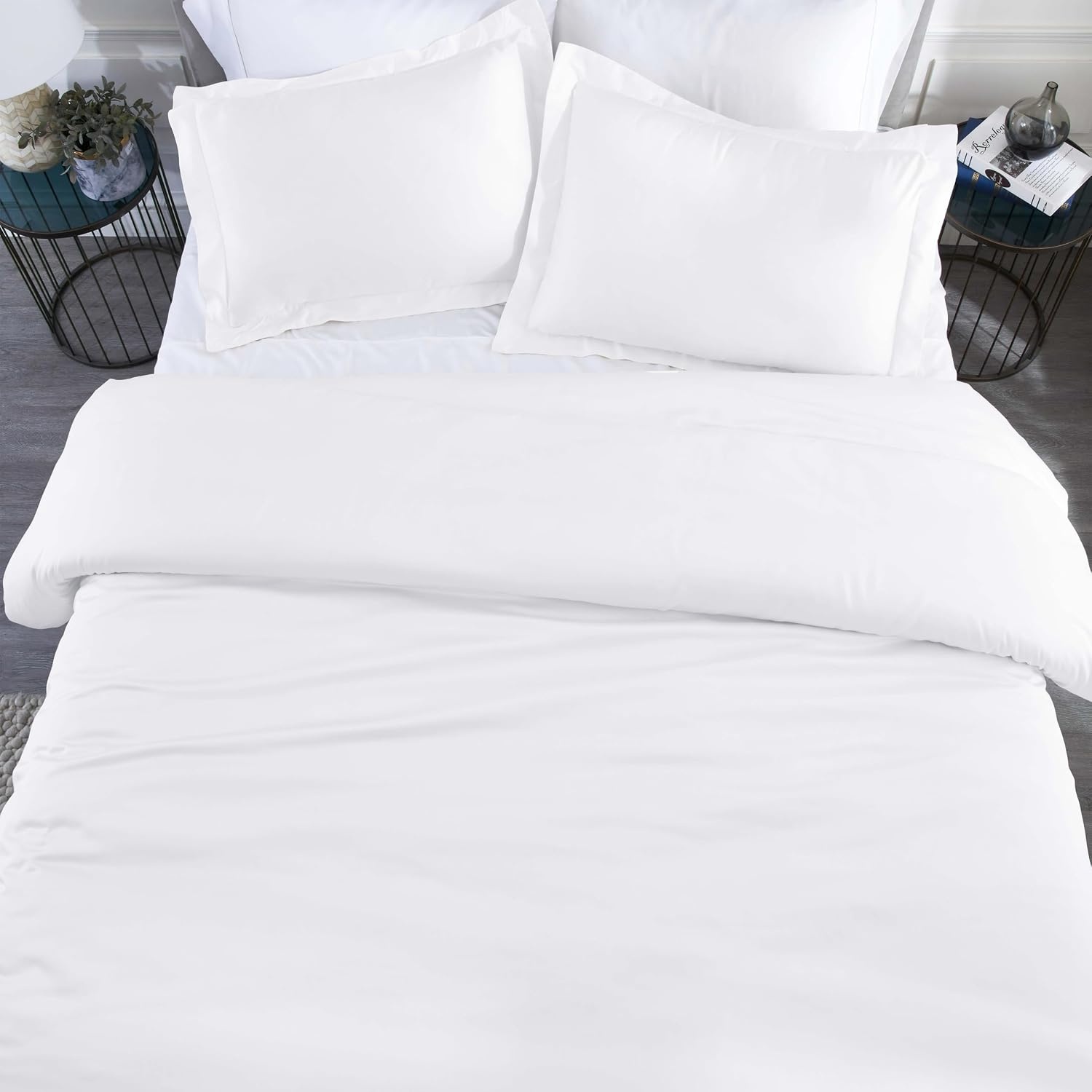 image:imageSuperior Modal from Beechwood 400 Thread Count Duvet Cover Set Silky Soft Cool Bedding Essentials Sateen Weave Set Includes 1 Duvet Cover with Button Closure 1 Pillow Sham TwinTwin XL WhiteWhite