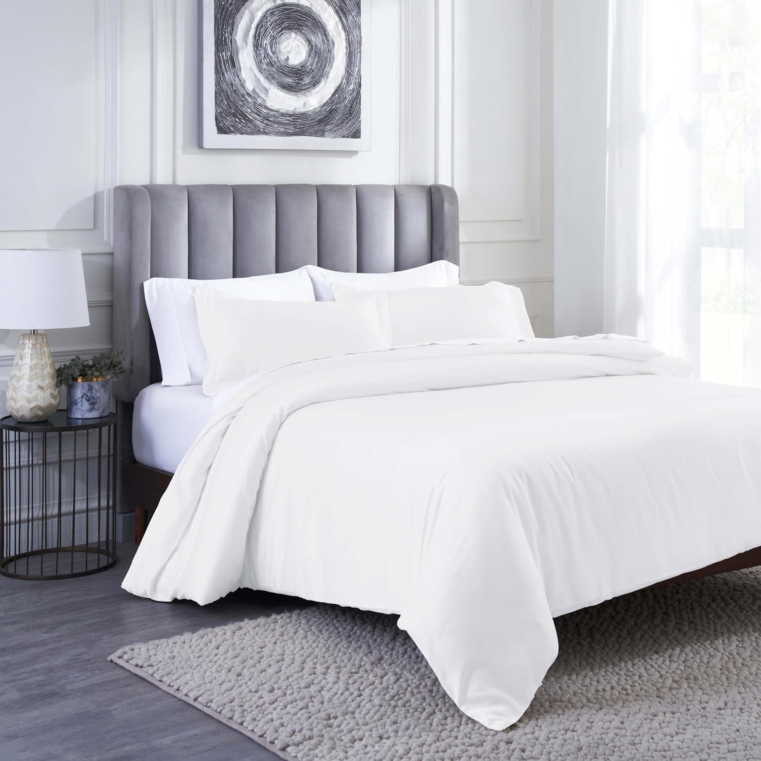 image:imageSuperior Modal from Beechwood 400 Thread Count Duvet Cover Set Silky Soft Cool Bedding Essentials Sateen Weave Set Includes 1 Duvet Cover with Button Closure 1 Pillow Sham TwinTwin XL WhiteWhite