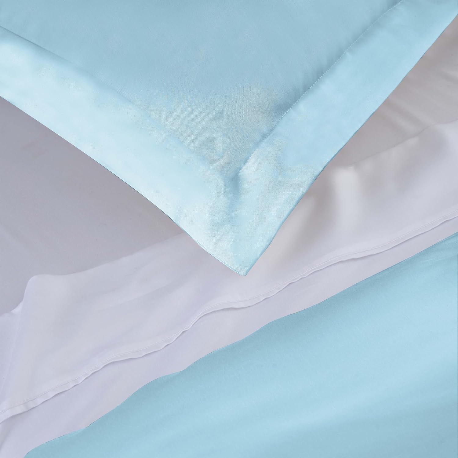 image:imageSuperior Modal from Beechwood 400 Thread Count Duvet Cover Set Silky Soft Cool Bedding Essentials Sateen Weave Set Includes 1 Duvet Cover with Button Closure 1 Pillow Sham TwinTwin XL WhiteLight Blue