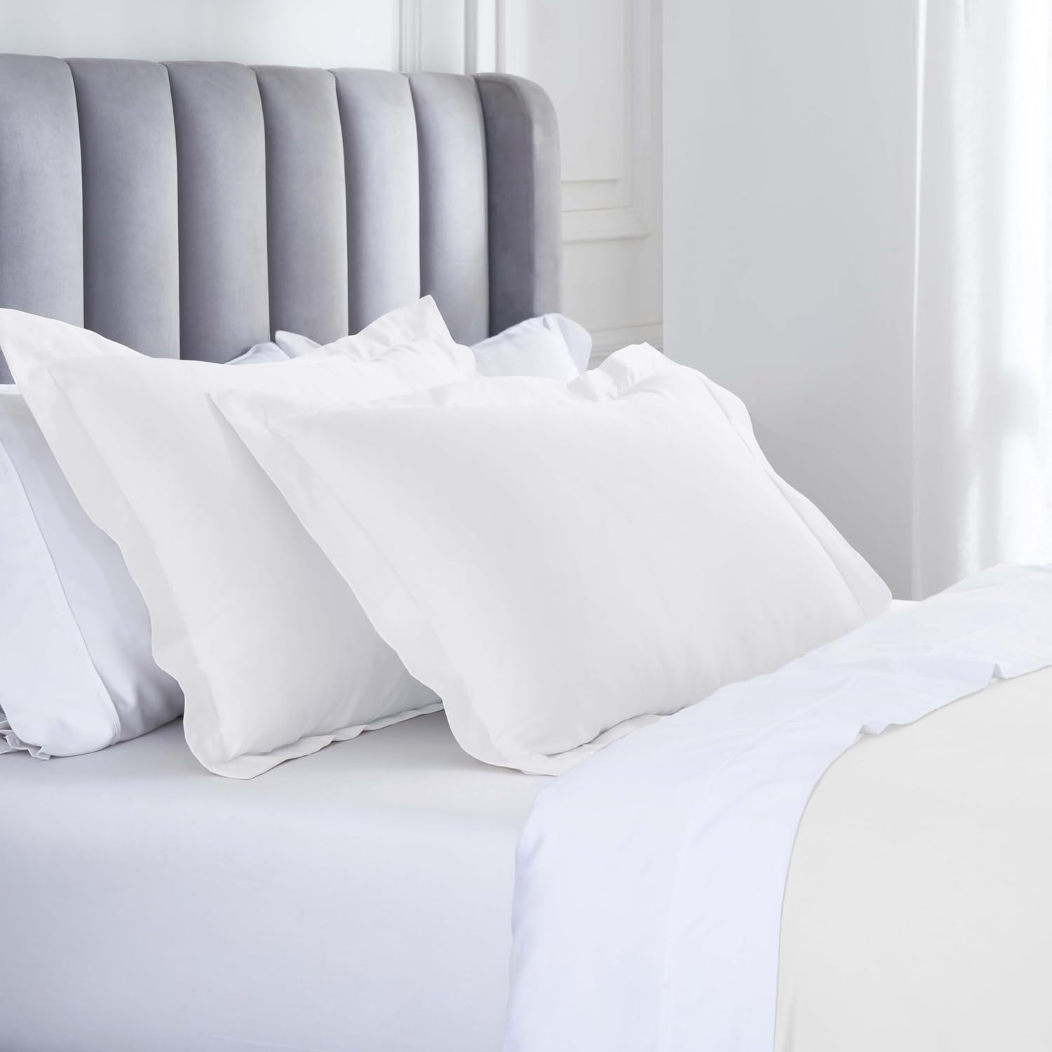 image:imageSuperior Modal from Beechwood 400 Thread Count Duvet Cover Set Silky Soft Cool Bedding Essentials Sateen Weave Set Includes 1 Duvet Cover with Button Closure 1 Pillow Sham TwinTwin XL WhiteWhite