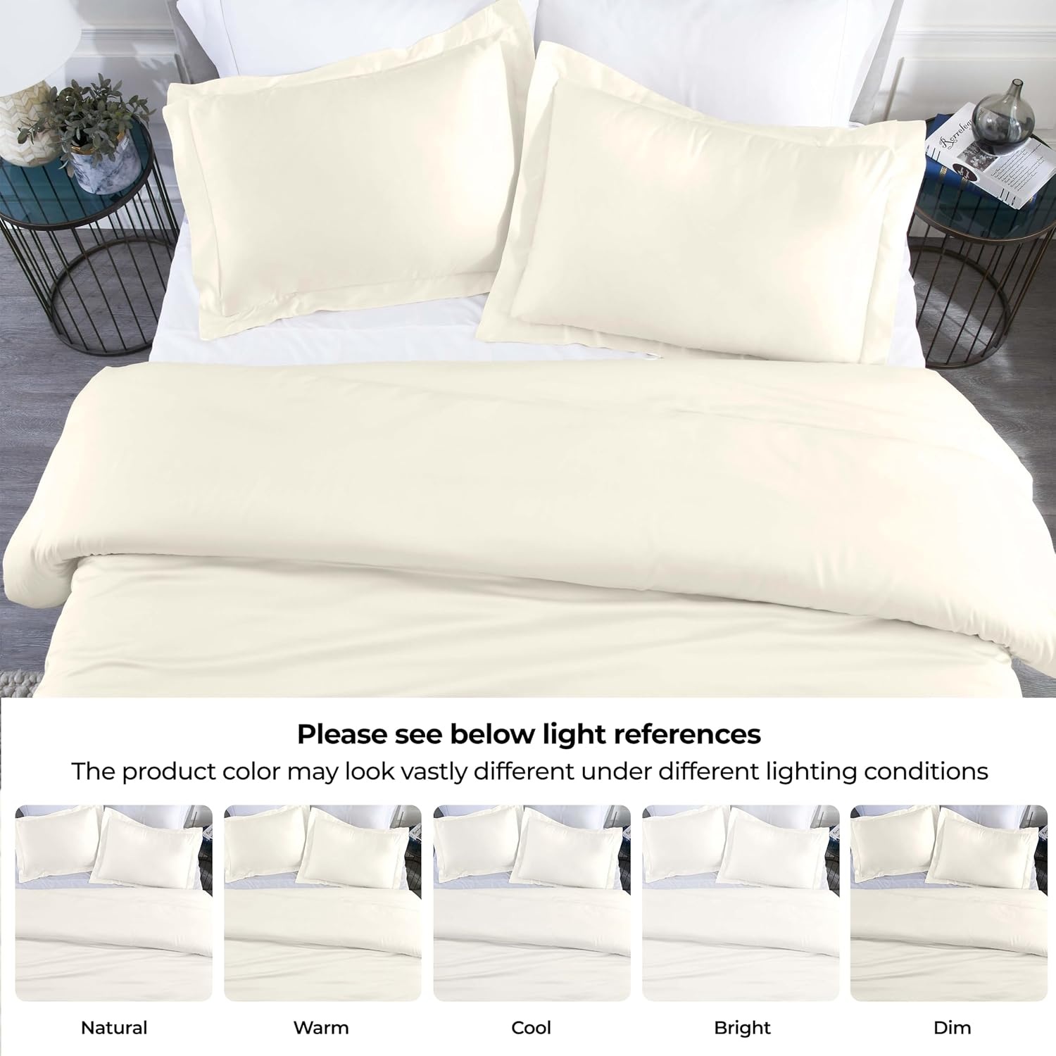 image:imageSuperior Modal from Beechwood 400 Thread Count Duvet Cover Set Silky Soft Cool Bedding Essentials Sateen Weave Set Includes 1 Duvet Cover with Button Closure 1 Pillow Sham TwinTwin XL WhiteIvory