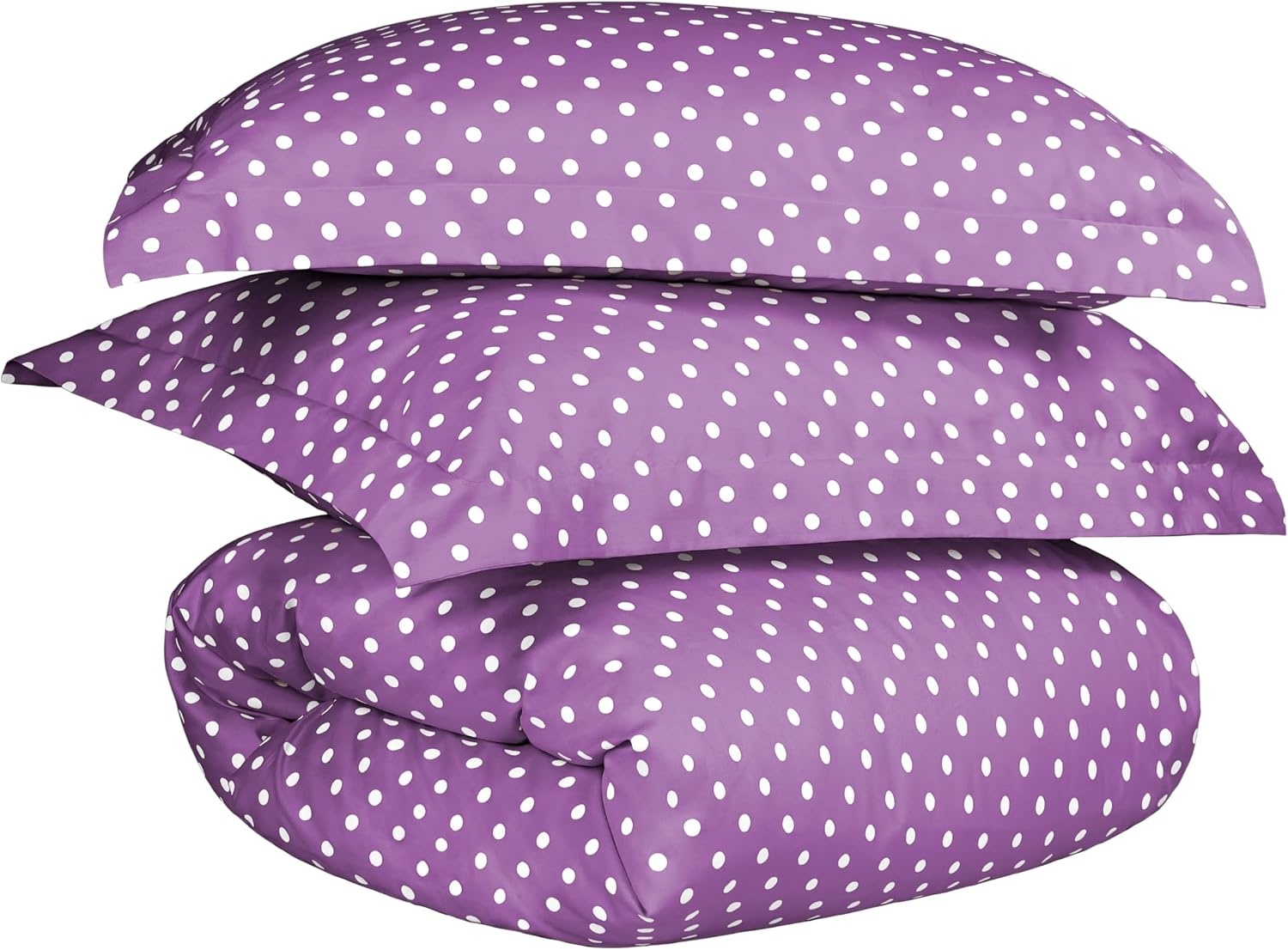 image:imageSuperior Polka Dot Cotton Blend 600 Thread Count Duvet Cover Set Oversized Comforter Cover Retro Bedding Essentials Button Closure Includes 1 Duvet Cover 2 Pillow Shams FullQueen LilacLilac Z