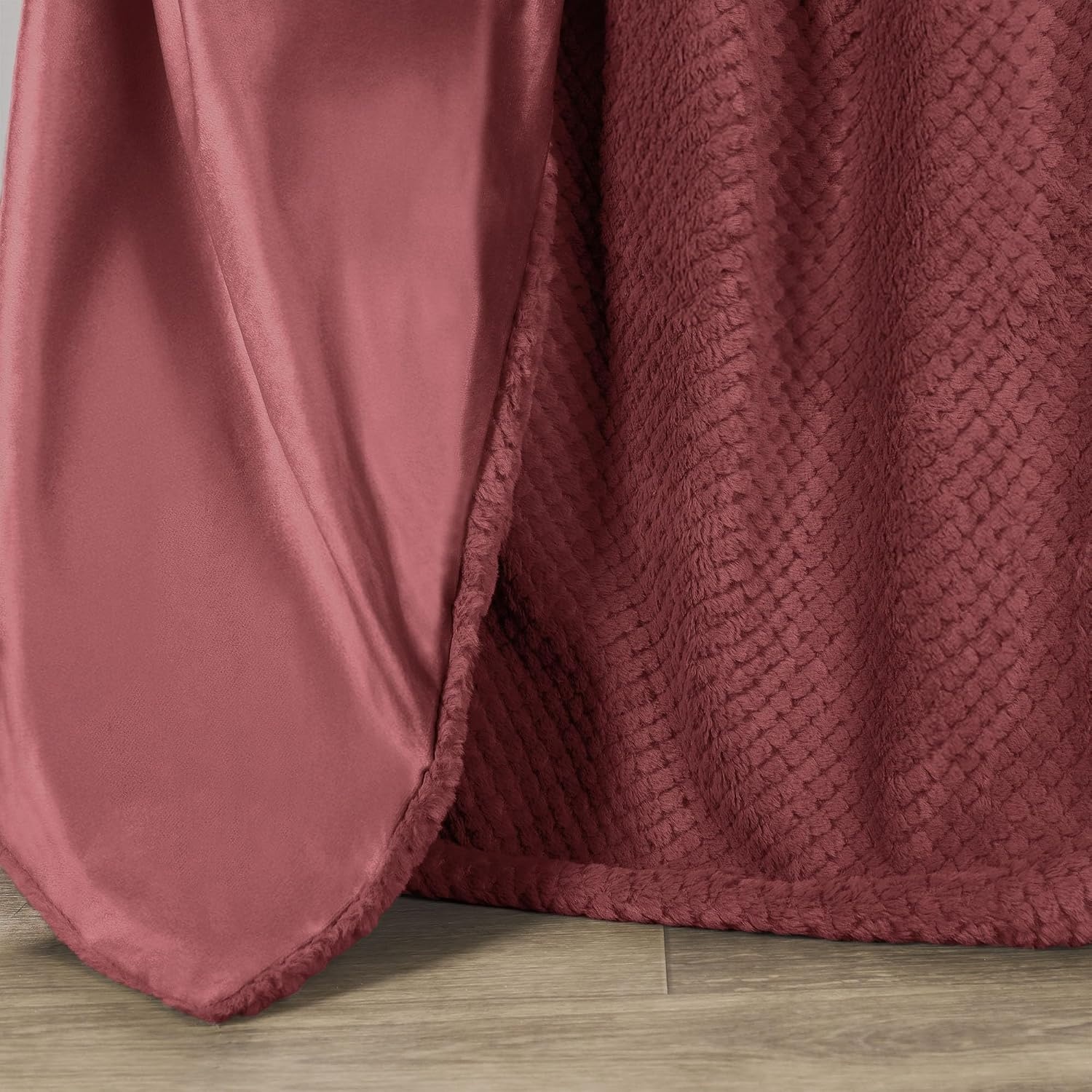 image:imageSuperior Victoria Heavyweight Reversible Fleece Blanket Soft UltraSoft Fluffy DoubleLayer Mink Blanket Throw for Couch Bed and Living Room Decor Cozy Warm amp Heavy Bed Cover Twin Size RustDusty Rose