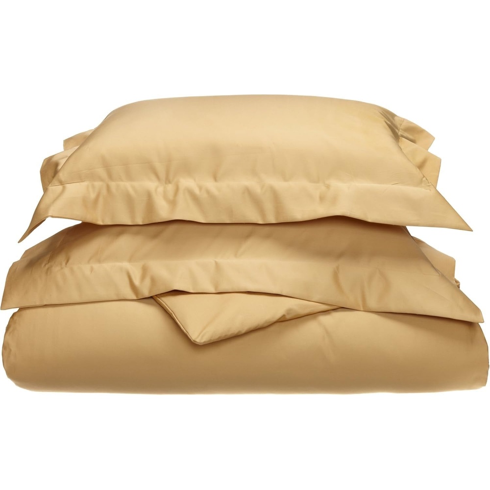image:imageSUPERIOR 700 Thread Count Egyptian Cotton Duvet Cover Bed Set Luxury UltraSoft Modern Solid 3 Piece Bedding Set Included One Duvet Cover and Two Pillowshams White QueenGold  Z