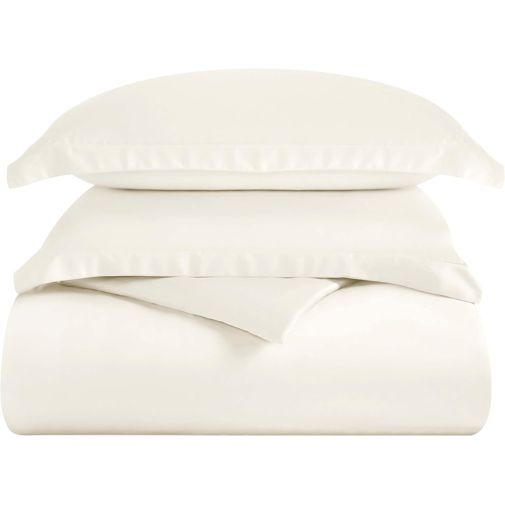 image:imageSuperior Modal from Beechwood 400 Thread Count Duvet Cover Set Silky Soft Cool Bedding Essentials Sateen Weave Set Includes 1 Duvet Cover with Button Closure 1 Pillow Sham TwinTwin XL WhiteIvory