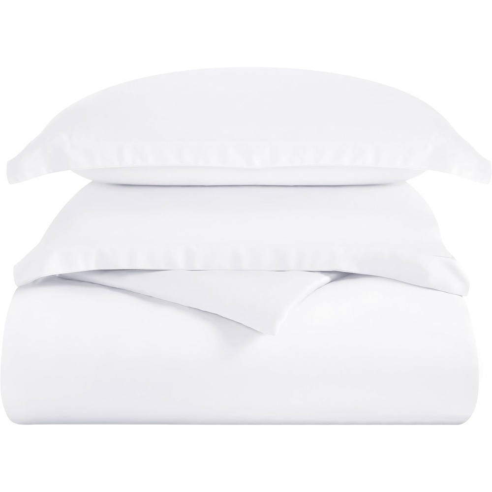 image:imageSuperior Modal from Beechwood 400 Thread Count Duvet Cover Set Silky Soft Cool Bedding Essentials Sateen Weave Set Includes 1 Duvet Cover with Button Closure 1 Pillow Sham TwinTwin XL WhiteWhite