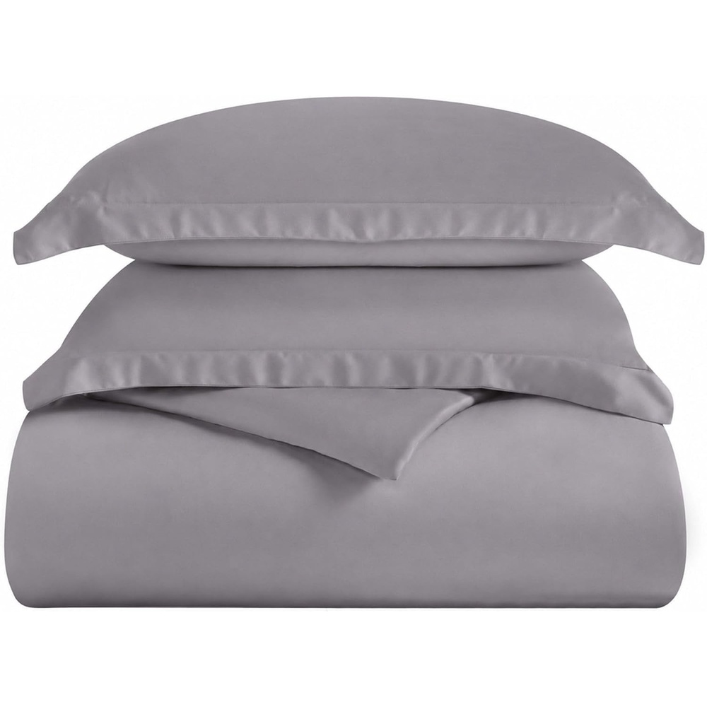 image:imageSuperior Modal from Beechwood 400 Thread Count Duvet Cover Set Silky Soft Cool Bedding Essentials Sateen Weave Set Includes 1 Duvet Cover with Button Closure 1 Pillow Sham TwinTwin XL WhiteGrey