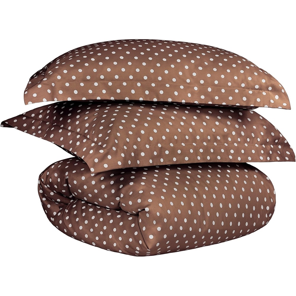 image:imageSuperior Polka Dot Cotton Blend 600 Thread Count Duvet Cover Set Oversized Comforter Cover Retro Bedding Essentials Button Closure Includes 1 Duvet Cover 2 Pillow Shams FullQueen LilacTaupe
