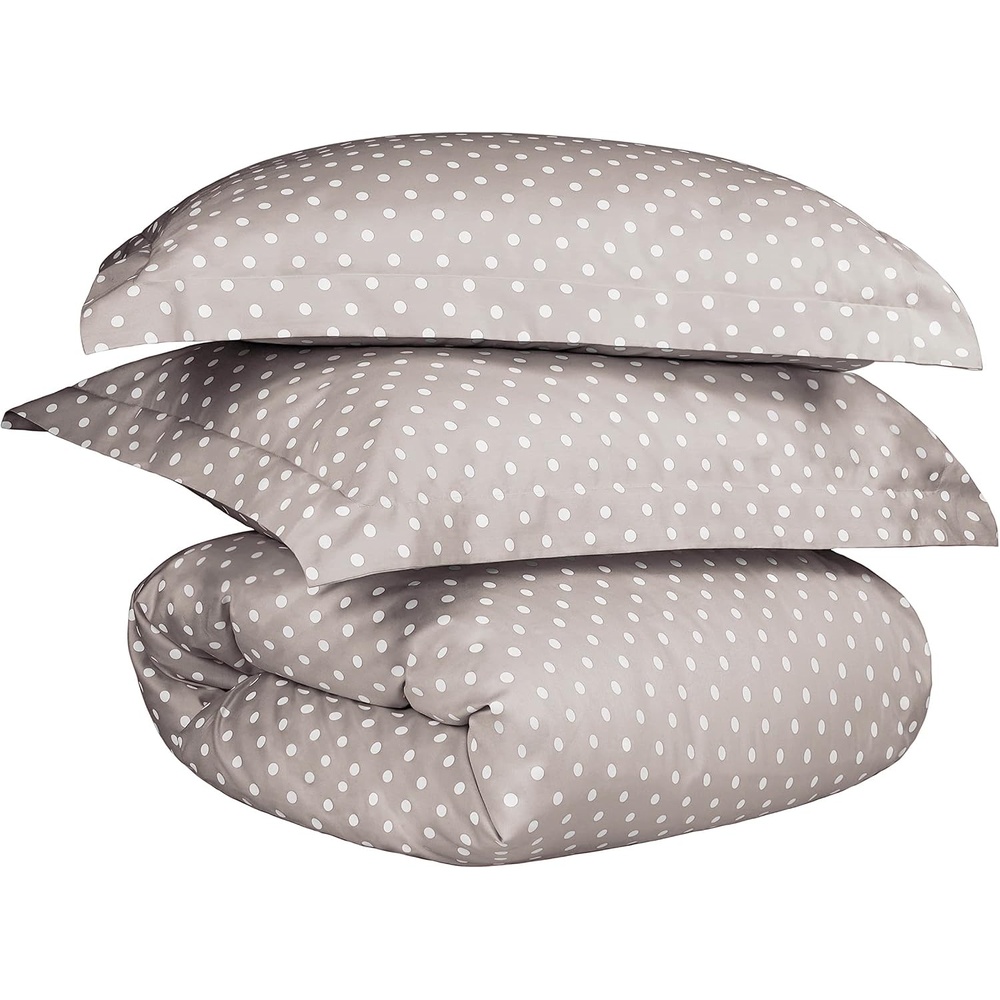 image:imageSuperior Polka Dot Cotton Blend 600 Thread Count Duvet Cover Set Oversized Comforter Cover Retro Bedding Essentials Button Closure Includes 1 Duvet Cover 2 Pillow Shams FullQueen LilacLight Grey