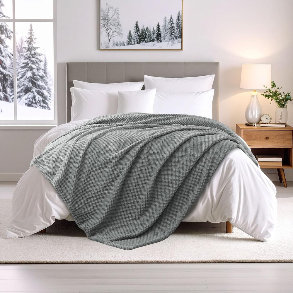 image:imageSuperior Victoria Heavyweight Reversible Fleece Blanket Soft UltraSoft Fluffy DoubleLayer Mink Blanket Throw for Couch Bed and Living Room Decor Cozy Warm amp Heavy Bed Cover Twin Size RustGrey