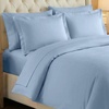 SUPERIOR 700 Thread Count Egyptian Cotton Duvet Cover Bed Set, Luxury Ultra-Soft Modern Solid 3 Piece Bedding Set, Included: One Duvet Cover and Two Pillowshams, White, Queen(Light Blue)