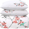 Superior Cherry Garden Cotton 200 Thread Count Duvet Cover Set, Comforter Cover, Bed Essentials, Embroidered Cherry Tree & Birds, Includes 1 Duvet Cover, 2 Pillow Shams, King/California King, Coral(Coral – Z)