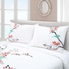 Superior Cherry Garden Cotton 200 Thread Count Duvet Cover Set, Comforter Cover, Bed Essentials, Embroidered Cherry Tree & Birds, Includes 1 Duvet Cover, 2 Pillow Shams, King/California King, Coral(Coral – Z)