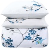 Superior Cherry Garden Cotton 200 Thread Count Duvet Cover Set, Comforter Cover, Bed Essentials, Embroidered Cherry Tree & Birds, Includes 1 Duvet Cover, 2 Pillow Shams, King/California King, Coral(Blue – Z)