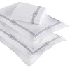 Superior Embroidered Cotton Duvet Cover Set, Soft Bedding Covers, Bedroom, 1 Duvet Cover with Button Closure, 2 Pillow Shams, Elegant Design, Moonlawn Collection, King/California King, White/Silver(White-silver)