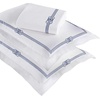 Superior Embroidered Cotton Duvet Cover Set, Soft Bedding Covers, Bedroom, 1 Duvet Cover with Button Closure, 2 Pillow Shams, Elegant Design, Moonlawn Collection, King/California King, White/Silver(White-navy Blue)