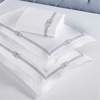 Superior Embroidered Cotton Duvet Cover Set, Soft Bedding Covers, Bedroom, 1 Duvet Cover with Button Closure, 2 Pillow Shams, Elegant Design, Moonlawn Collection, King/California King, White/Silver(White-silver)