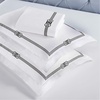 Superior Embroidered Cotton Duvet Cover Set, Soft Bedding Covers, Bedroom, 1 Duvet Cover with Button Closure, 2 Pillow Shams, Elegant Design, Moonlawn Collection, King/California King, White/Silver(White-black)