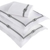 Superior Embroidered Cotton Duvet Cover Set, Soft Bedding Covers, Bedroom, 1 Duvet Cover with Button Closure, 2 Pillow Shams, Elegant Design, Moonlawn Collection, King/California King, White/Silver(White-black)