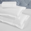 Superior Embroidered Cotton Duvet Cover Set, Soft Bedding Covers, Bedroom, 1 Duvet Cover with Button Closure, 2 Pillow Shams, Elegant Design, Moonlawn Collection, King/California King, White/Silver(White-white)