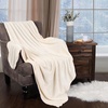Superior Fleece Blanket, Plush, Fluffy, Soft, Decorative Blankets for Bedroom, Sofa, Fuzzy Bedding, Cute Woven Room Decor, Beautiful Cover, Comfort Essentials, Polka Dot, Throw, Winter Blue(Solid-ivory)