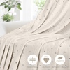 Superior Fleece Blanket, Plush, Fluffy, Soft, Decorative Blankets for Bedroom, Sofa, Fuzzy Bedding, Cute Woven Room Decor, Beautiful Cover, Comfort Essentials, Polka Dot, Throw, Winter Blue(Ivory)