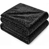 Superior Hope Herringbone Fluffy Fleece Blanket, Soft Plush Embossed Chevron Throw for Couch, Bed and Living Room Decor, Bedroom Essentials, Cozy Lightweight All Season Cover, King Size, Charcoal(Black)