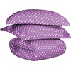 Superior Polka Dot Cotton Blend 600 Thread Count Duvet Cover Set, Oversized Comforter Cover, Retro Bedding Essentials, Button Closure, Includes 1 Duvet Cover, 2 Pillow Shams, Full/Queen, Lilac(Lilac – Z)