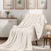 Superior Fleece Blanket, Plush, Fluffy, Soft, Decorative Blankets for Bedroom, Sofa, Fuzzy Bedding, Cute Woven Room Decor, Beautiful Cover, Comfort Essentials, Polka Dot, Throw, Winter Blue(Ivory)