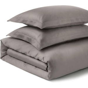 SUPERIOR 700 Thread Count Egyptian Cotton Duvet Cover Bed Set, Luxury Ultra-Soft Modern Solid 3 Piece Bedding Set, Included: One Duvet Cover and Two Pillowshams, White, Queen(Grey)