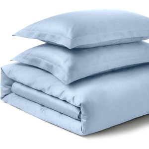 SUPERIOR 700 Thread Count Egyptian Cotton Duvet Cover Bed Set, Luxury Ultra-Soft Modern Solid 3 Piece Bedding Set, Included: One Duvet Cover and Two Pillowshams, White, Queen(Light Blue)