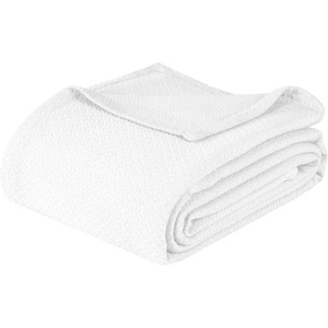 SUPERIOR Nobel Cotton Blanket, for Picnic, Beach, Traveling or Camping, Bedroom Essentials, Cover for Bed, Couch, Lounging, Textured Jacquard, Classic Chevron Woven Blanket, California King, White(White)