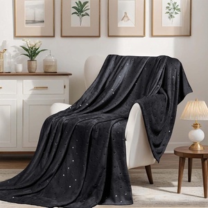 Superior Fleece Blanket, Plush, Fluffy, Soft, Decorative Blankets for Bedroom, Sofa, Fuzzy Bedding, Cute Woven Room Decor, Beautiful Cover, Comfort Essentials, Polka Dot, Throw, Winter Blue(Black)