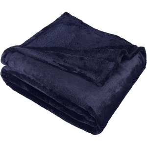 Superior Fleece Blanket, Plush, Fluffy, Soft, Decorative Blankets for Bedroom, Sofa, Fuzzy Bedding, Cute Woven Room Decor, Beautiful Cover, Comfort Essentials, Polka Dot, Throw, Winter Blue(Solid-navy Blue)