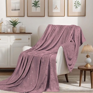 Superior Fleece Blanket, Plush, Fluffy, Soft, Decorative Blankets for Bedroom, Sofa, Fuzzy Bedding, Cute Woven Room Decor, Beautiful Cover, Comfort Essentials, Polka Dot, Throw, Winter Blue(Mauve)